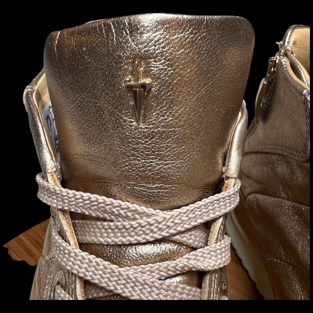 CESARE PACIOTTI Luxury 4US Women's 37/US 7 Gold High Top Sneakers Studs - Picture 9 of 16